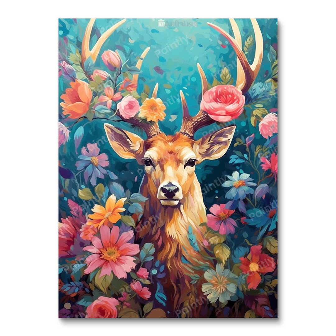 Floral Deer V (maling efter tal)