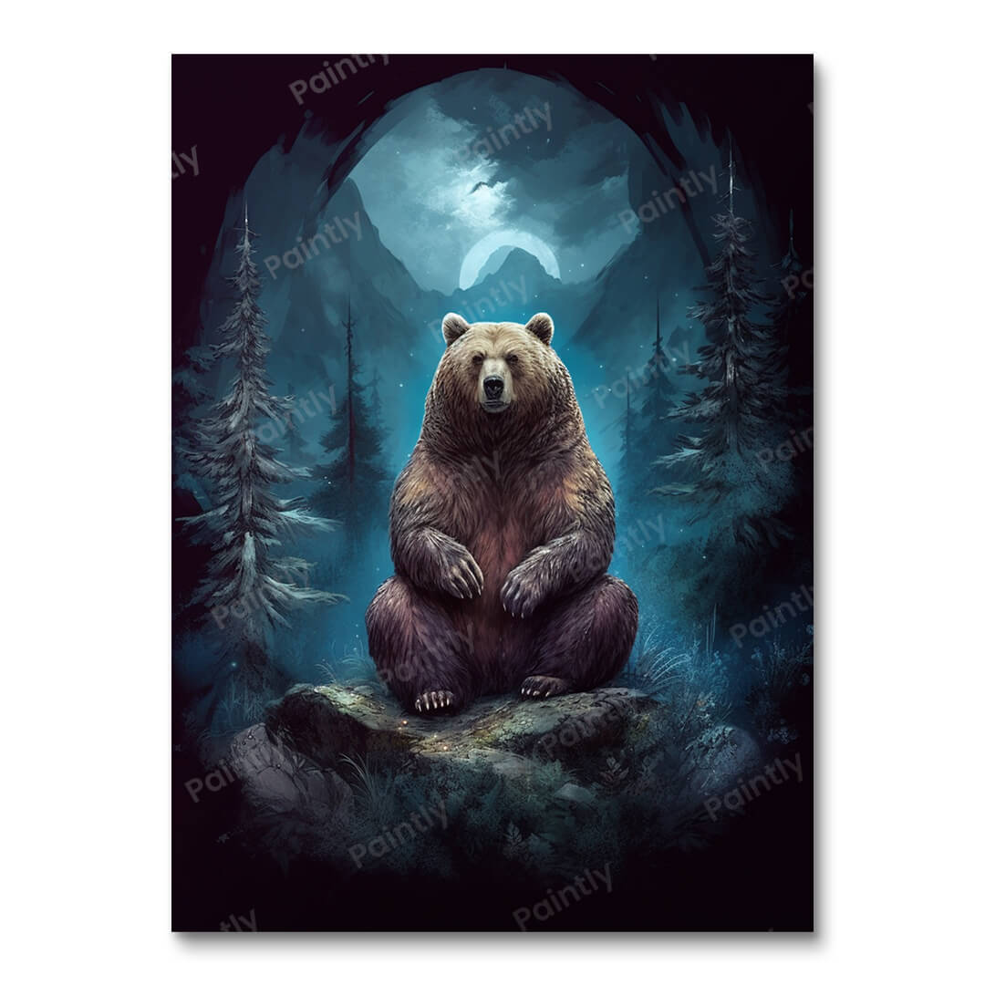 A Bear's Nighttime Watch (Paint by Numbers)
