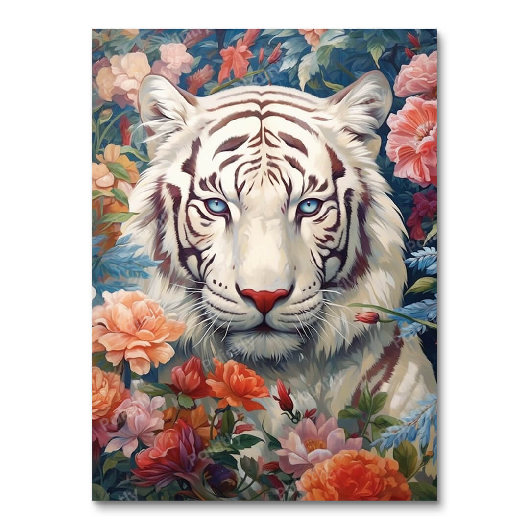 Blomster hvid tiger (maling efter tal)