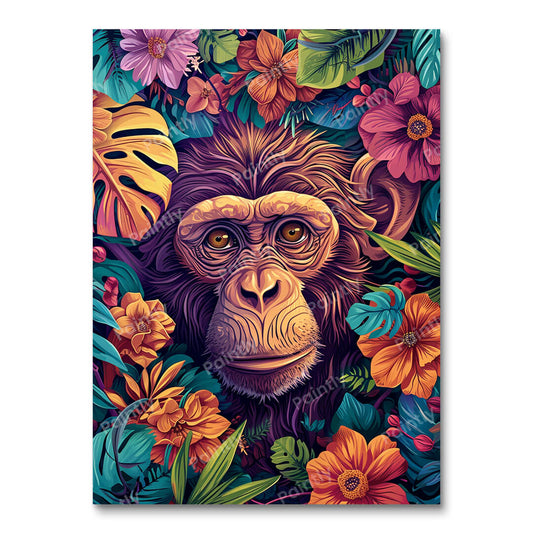 Floral Chimpanzee Contemplation (Paint by Numbers)