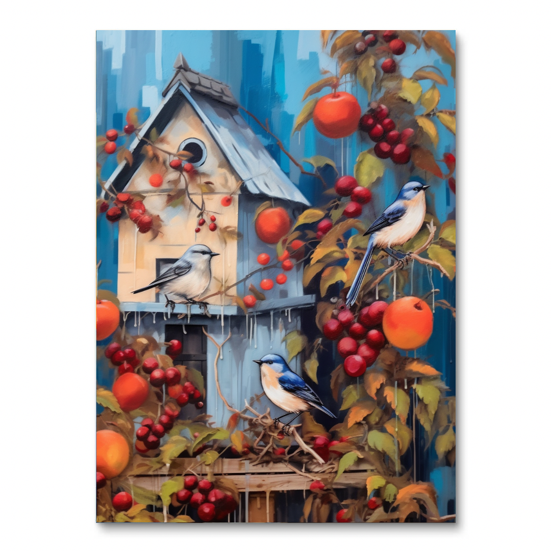 Birdhouse and Blue Birds (Paint by Numbers)