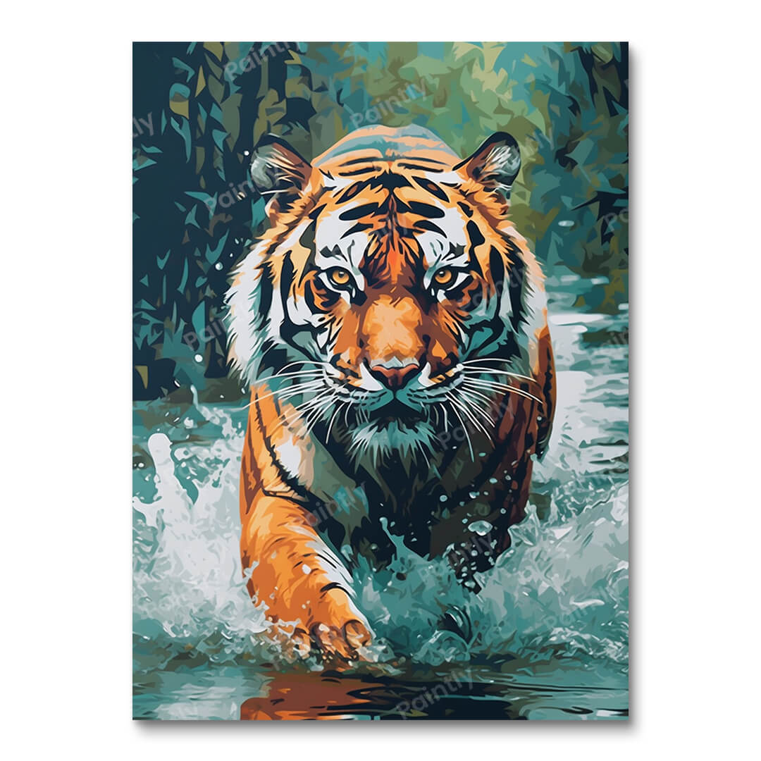 Tiger in the Stream (Paint by Numbers)