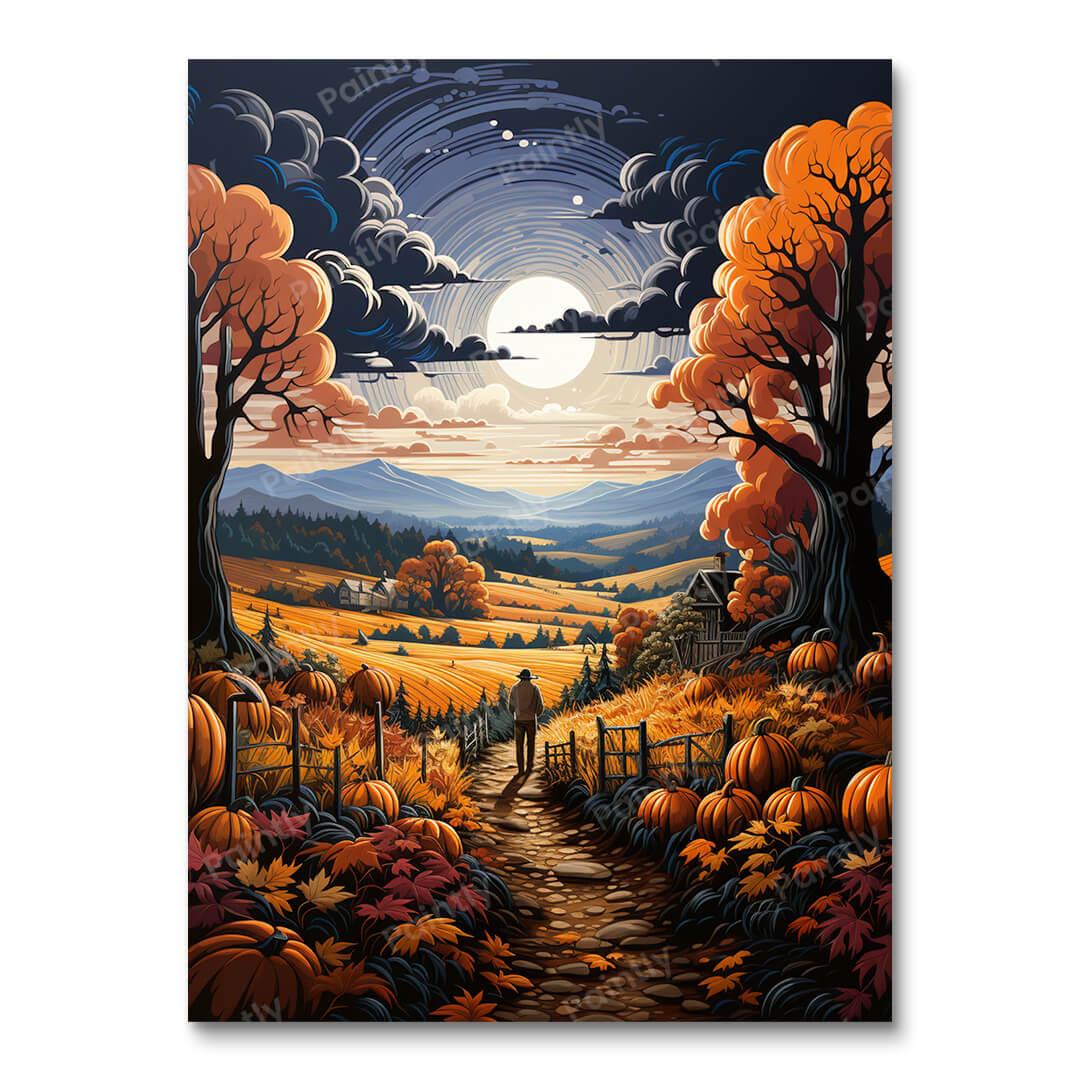 Festive Pumpkin Field III (Paint by Numbers)
