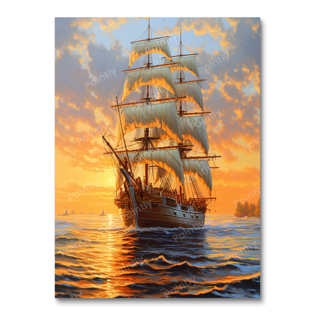 Sun and the Ship (Paint by Numbers)