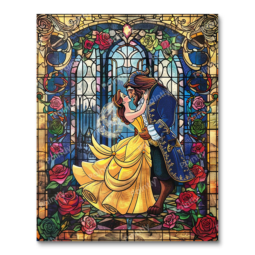 Stained Glass Beauty & The Beast (Paint by Numbers)