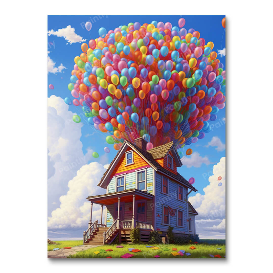 Pointillist Balloon House (Paint by Numbers)