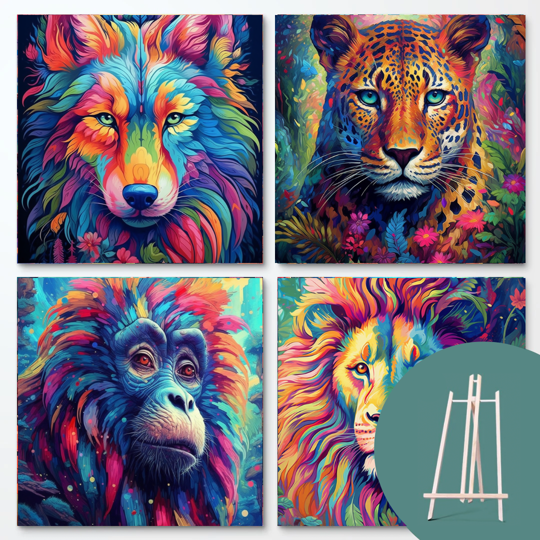 Psychedelic Animal Bundle II (4 designs + gratis staffeli)