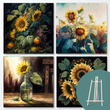 Sonnenblumen-Paket (4 Designs + kostenlose Staffelei)
