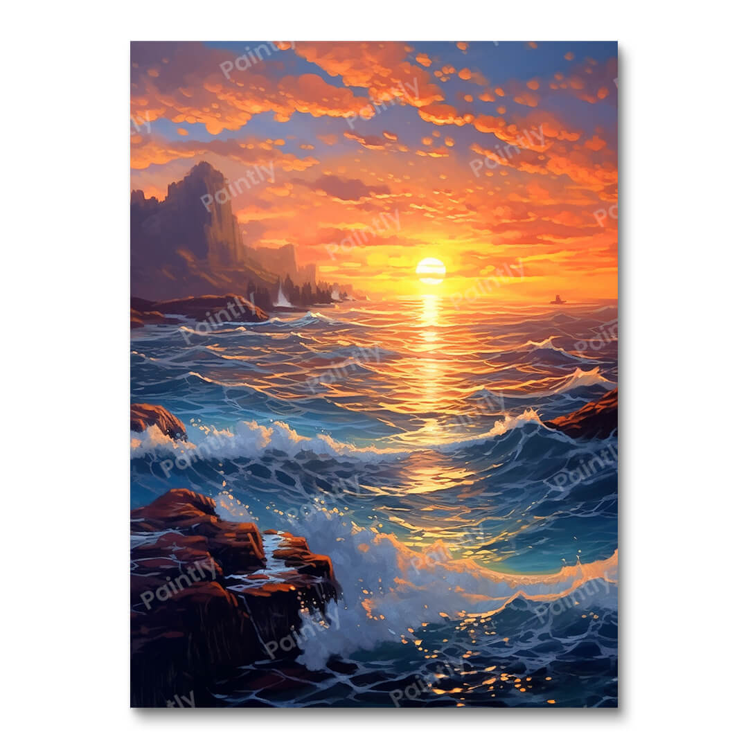 Golden Hour Ocean View (Paint by Numbers)