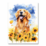 Golden Retriever Among Sunflowers (Paint by Numbers)