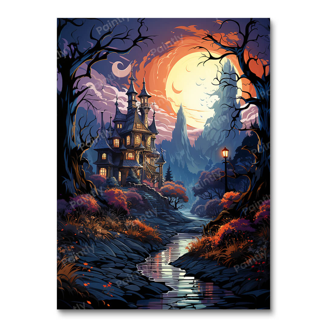 Eerie Moonlit House III (Paint by Numbers)