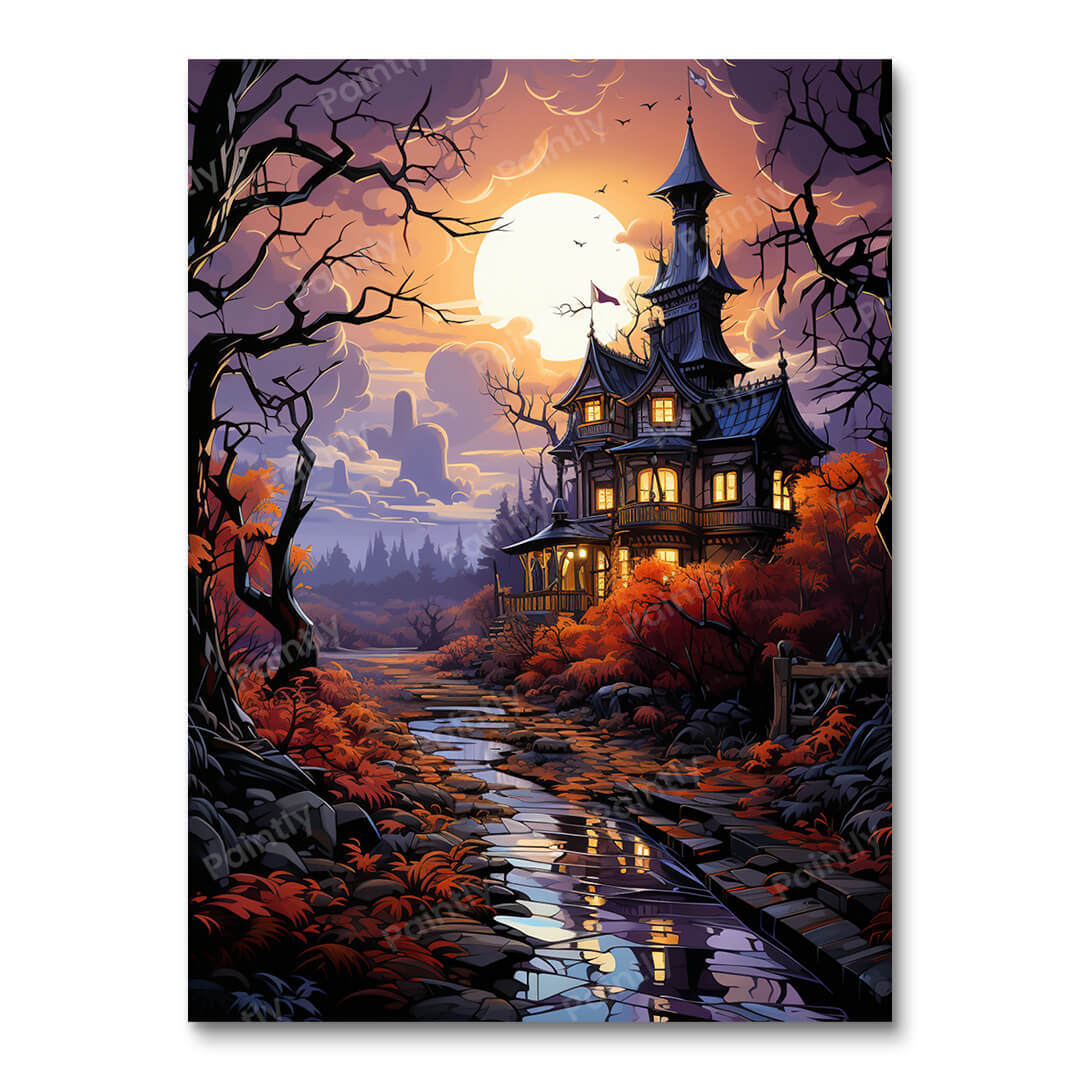 Eerie Moonlit House II (Paint by Numbers)