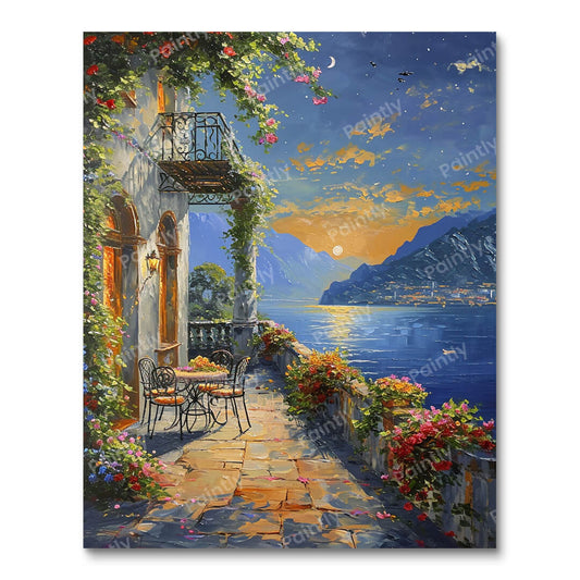 Moonlit Patio by the Seaside (Paint by Numbers)