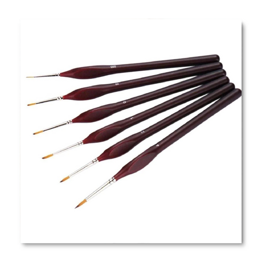 6pc Round Tip Nylon Bristle Brush Set