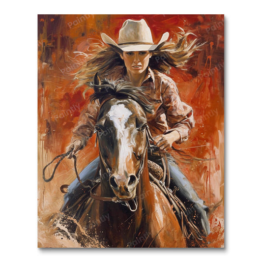 Cowgirl and Horse (Paint by Numbers)