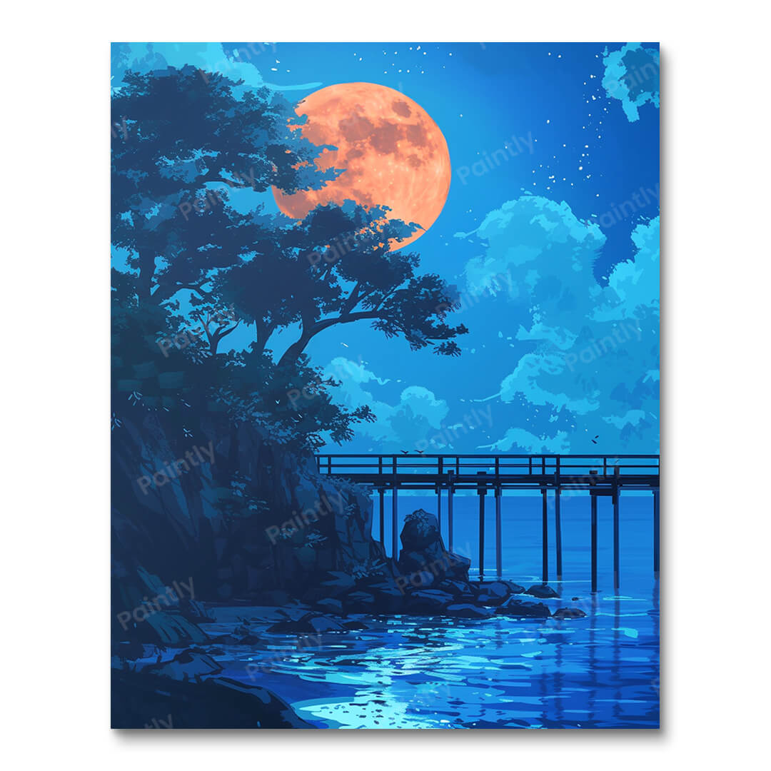 Ghibli Moonlit Pier (Paint by Numbers)