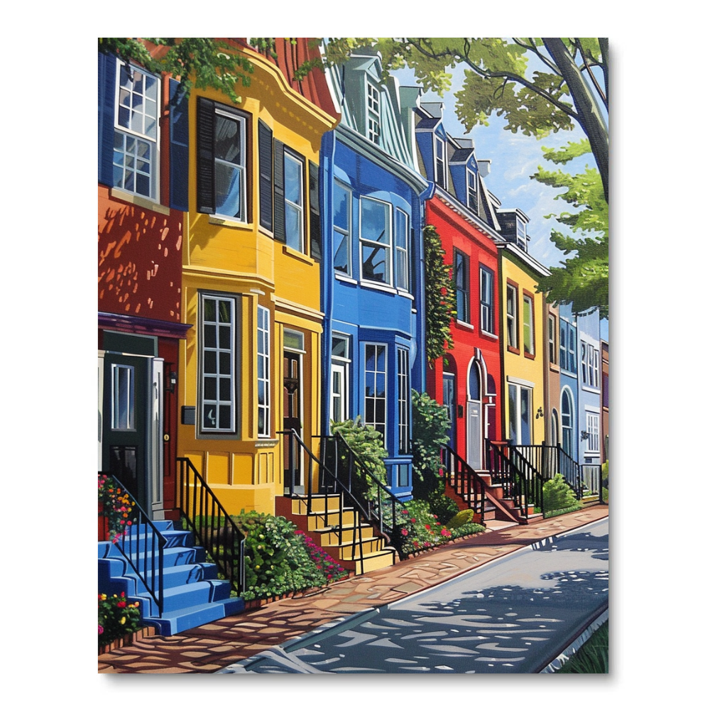 Rainbow Rowhouse Row (Paint by Numbers)