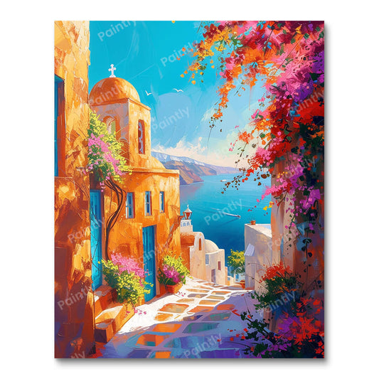 Santorini Mural Bliss (Paint by Numbers)