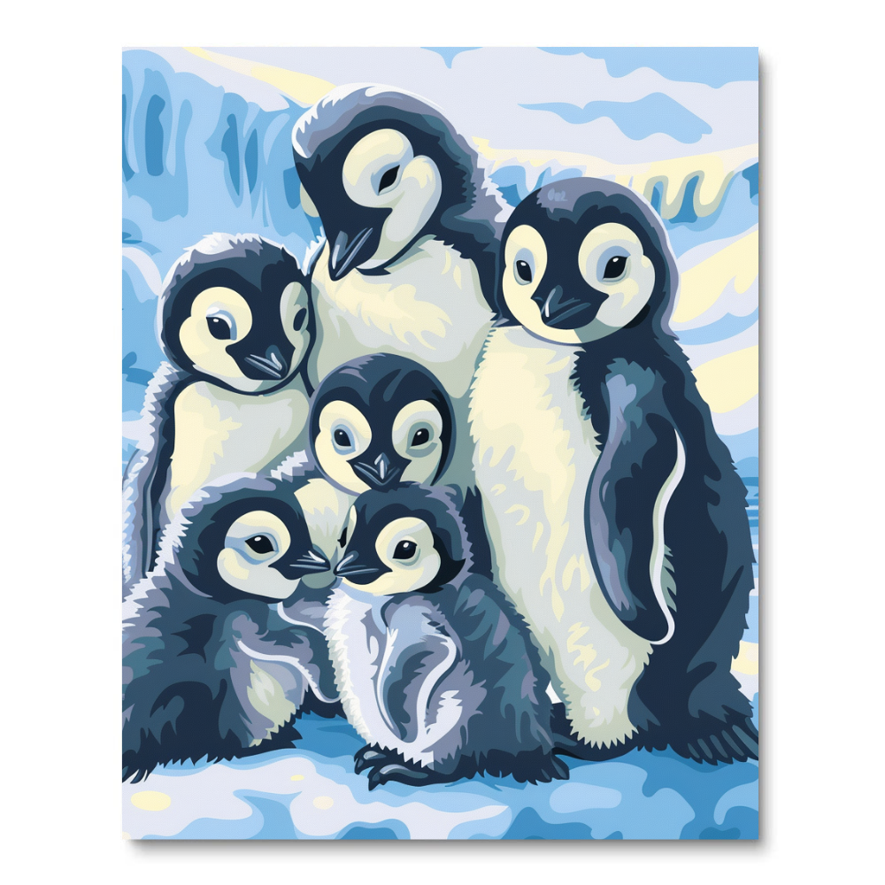 Snowy Penguin Cuddle (Paint by Numbers)
