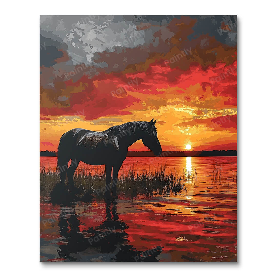 Sunset Stallion  III (Paint by Numbers)