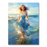 Blue Dress Girl on the Beach (Paint by Numbers)