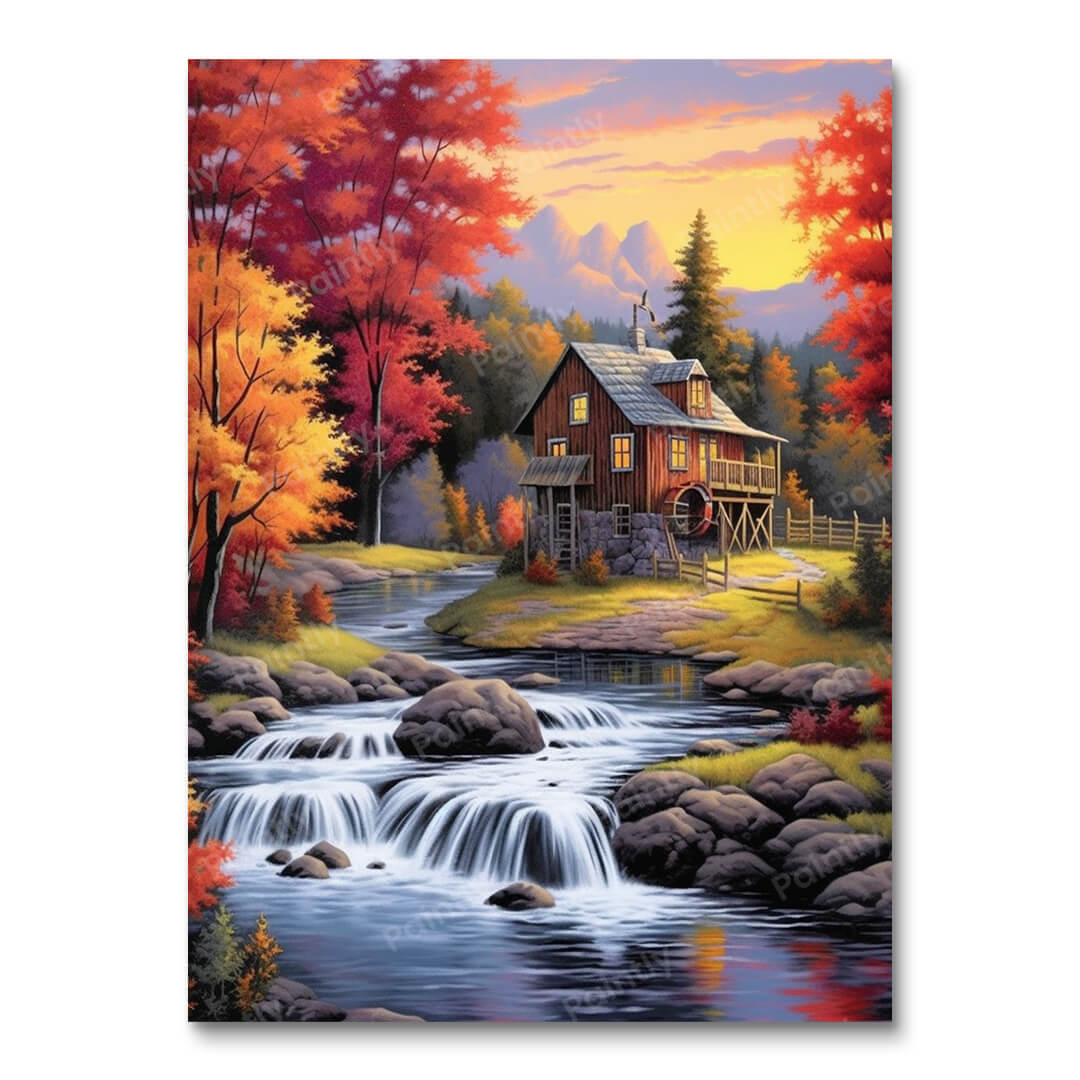 Cabin by the Stream (Paint by Numbers)