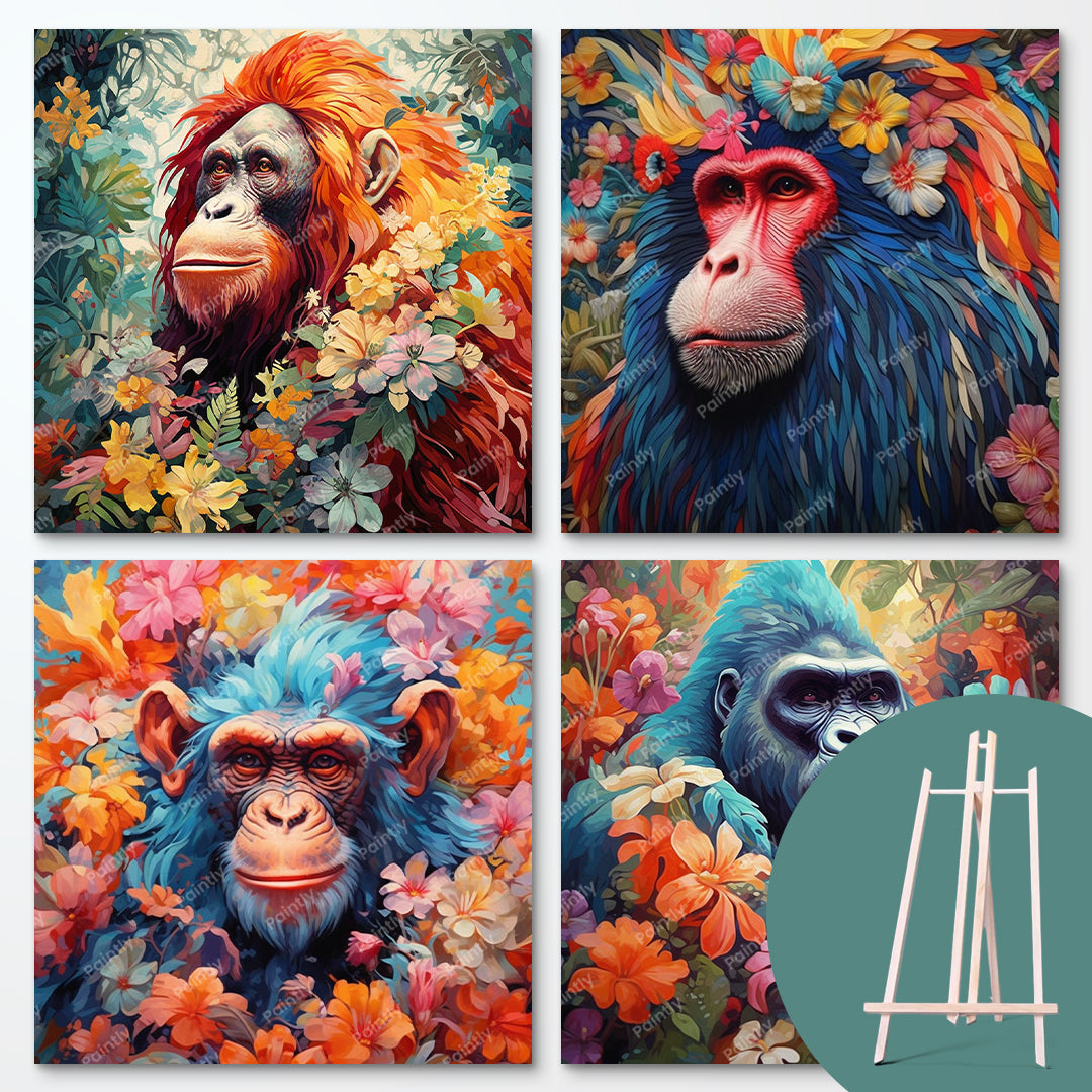 Floral Apes Bundle (4 Designs + Free Easel)