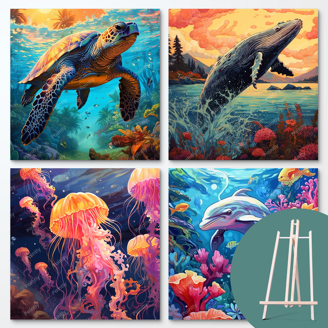 Marine Life Bundle (4 Designs + Free Easel)