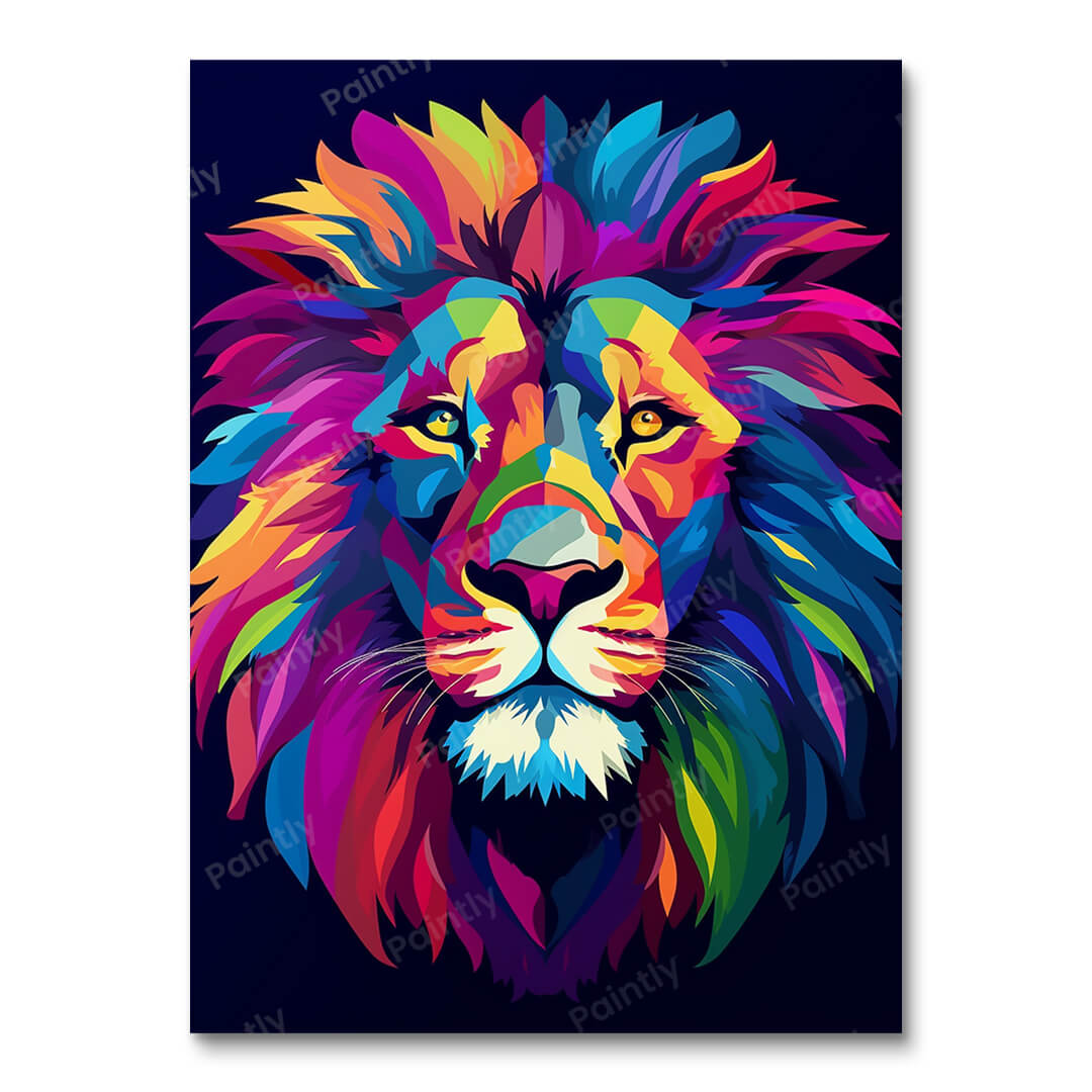 Color Cascade Lion in Shadow (Diamond Painting)