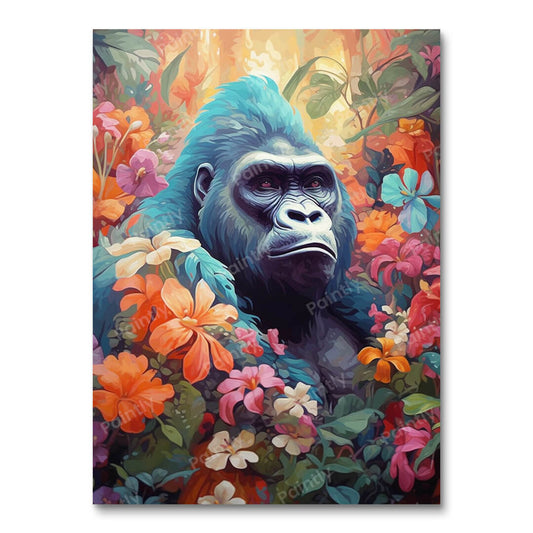 Blumenmajestät-Gorilla (Diamantmalerei)