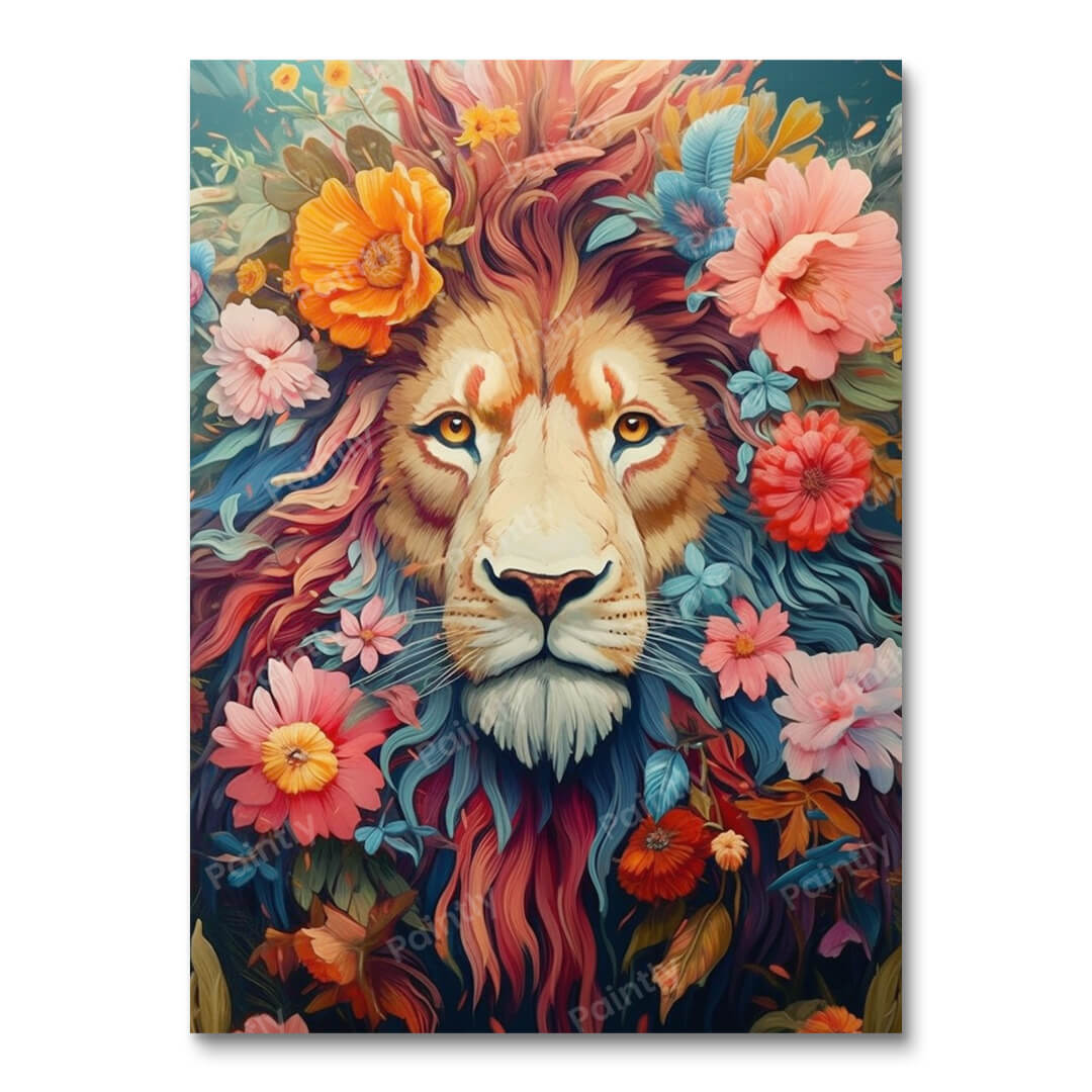 Floral Lion (Diamond Painting)