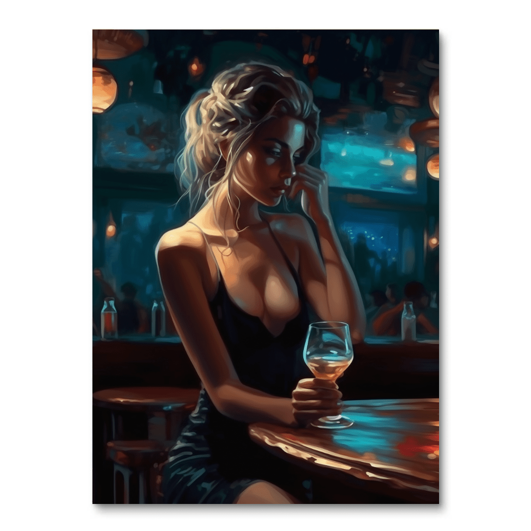 Drunk Girl at Bar (Diamond Painting)