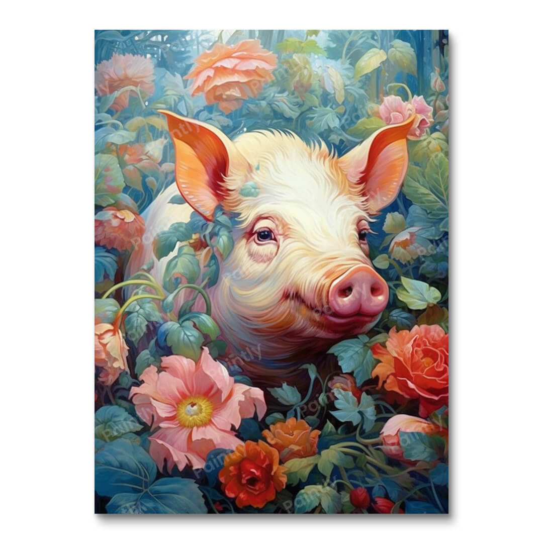 Floral Pig (Diamond Painting)