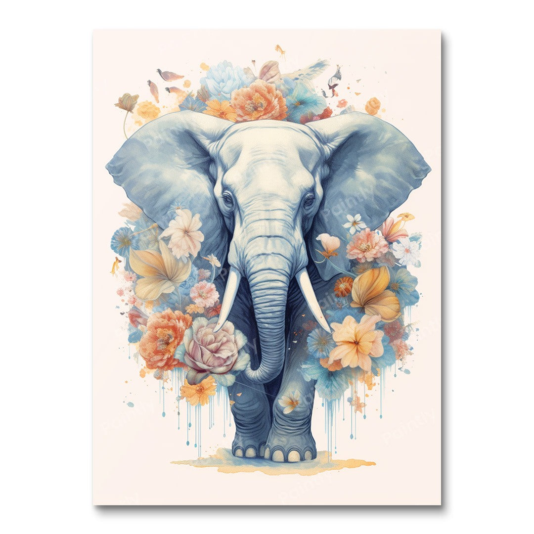 Blue Bouquet Elephant (Wall Art)