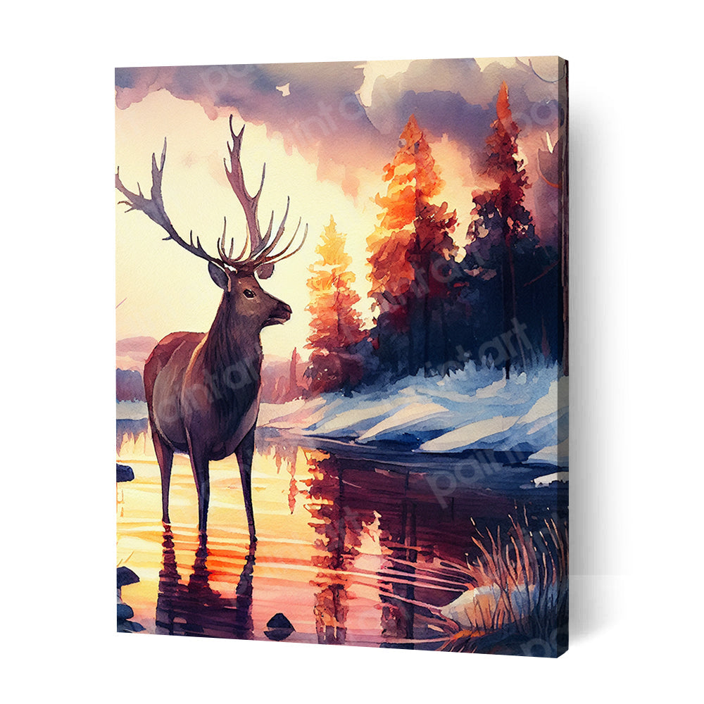 Deer by the River I (Diamond Painting)