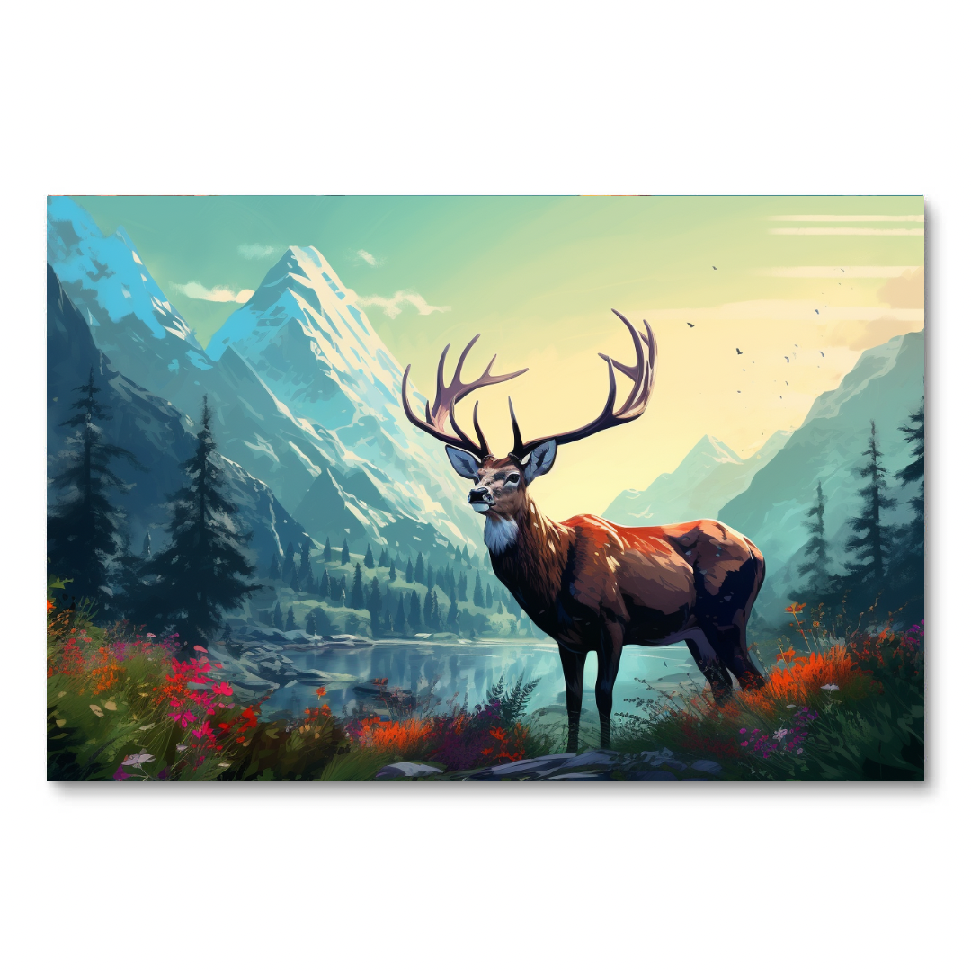 Meadow Majesty Deer (vægkunst)