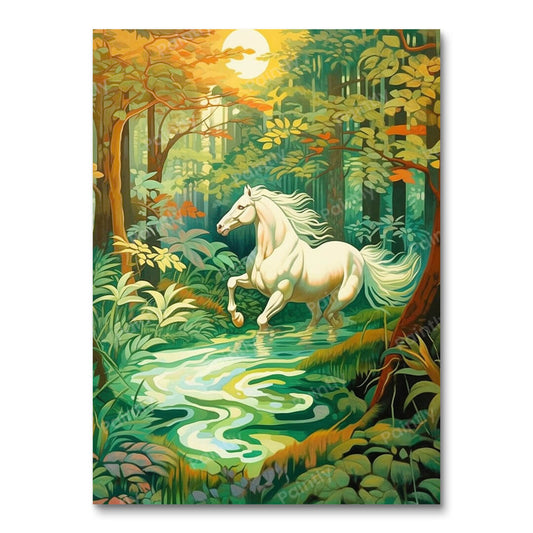 Tropical Trot of the White Horse (Wall Art)