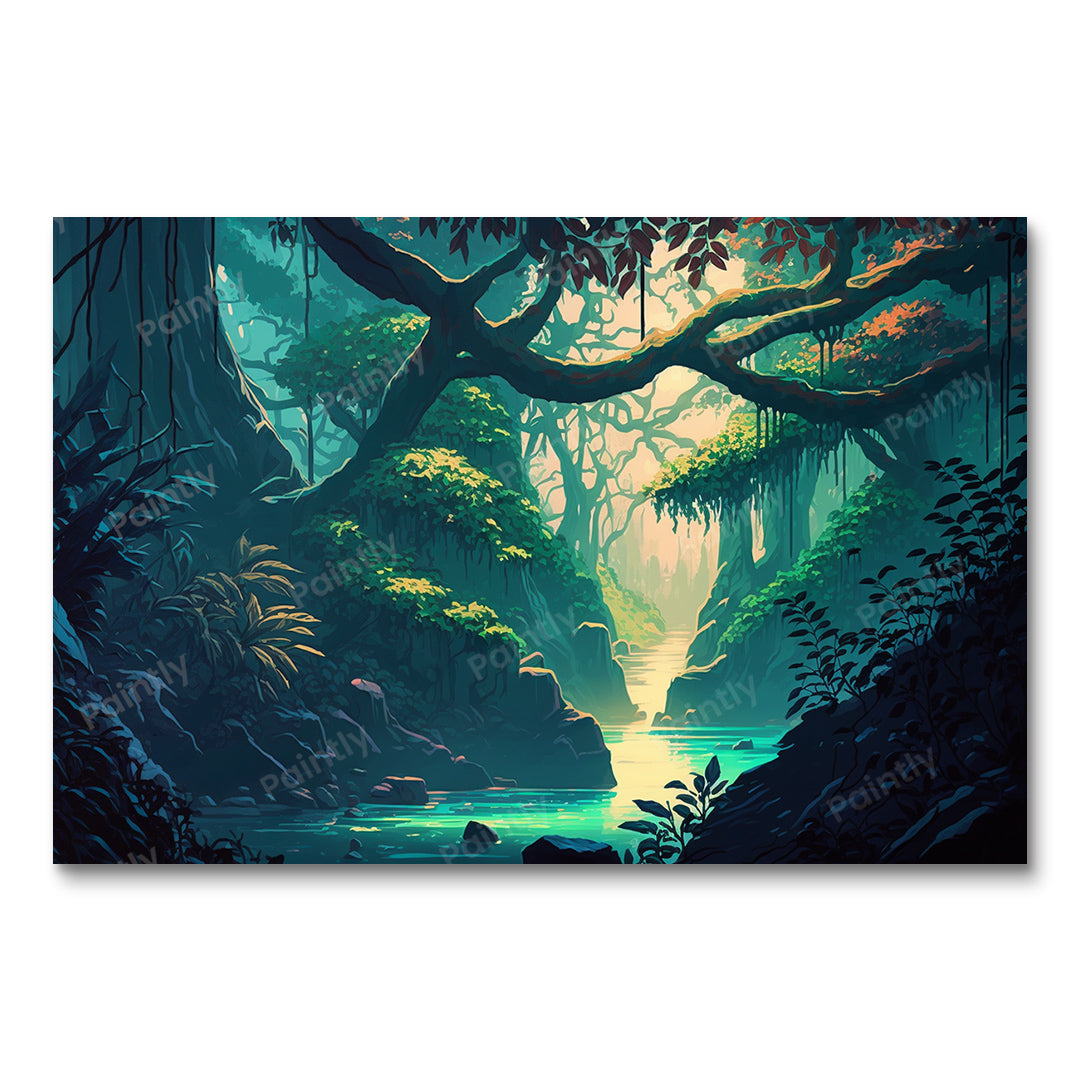 Mystic Mist Jungle Oasis (Diamond Painting)