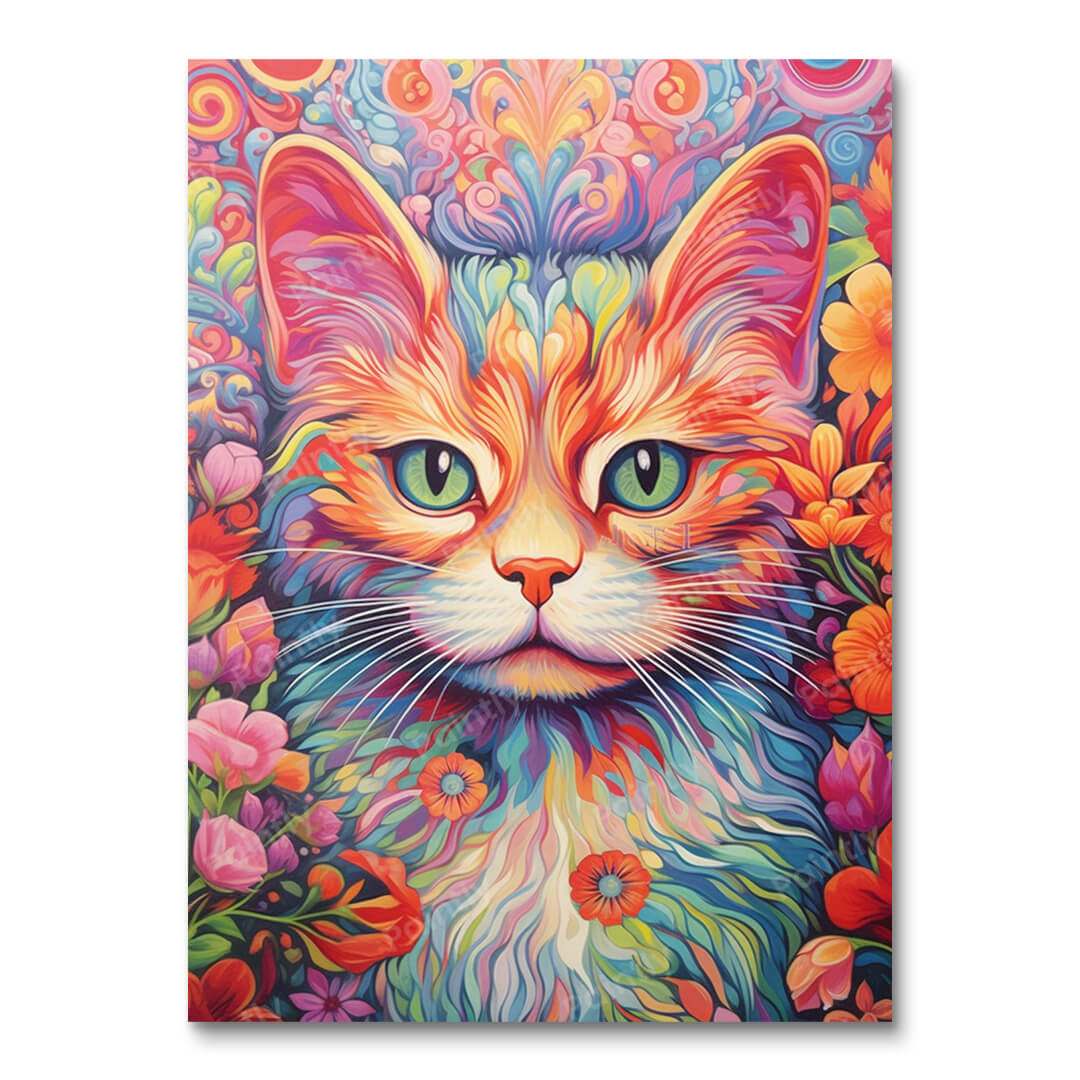 Psychedelic Cat I (diamantmaleri)