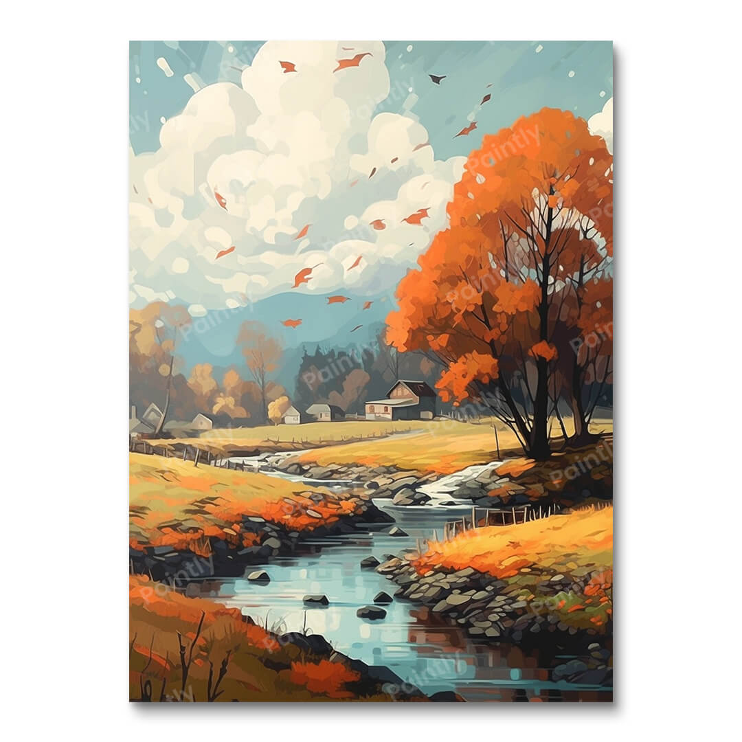 Golden Fall Landscape (diamantmaleri)