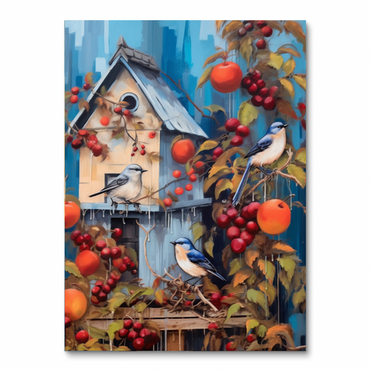 Birdhouse and Blue Birds (Wall Art)