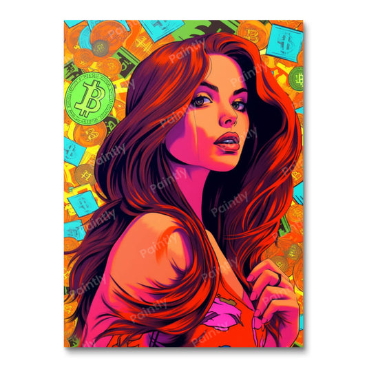 Bitcoin Pop Art Tattoo Girl (Diamond Painting)