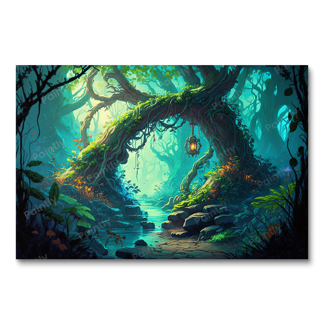 Misty Forest Stream Trail (Diamond Painting)