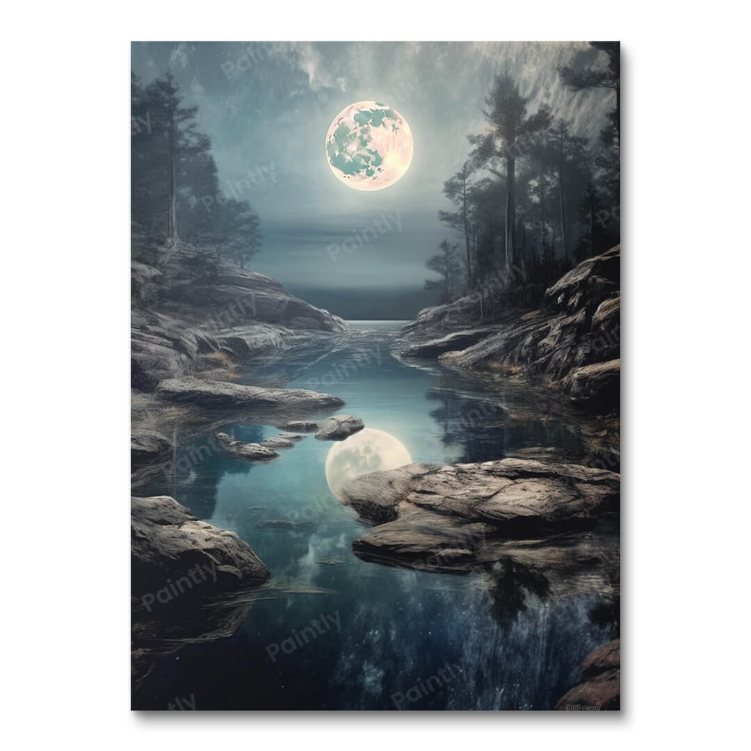 Moonscape over Mystical Waters (Diamond Painting)