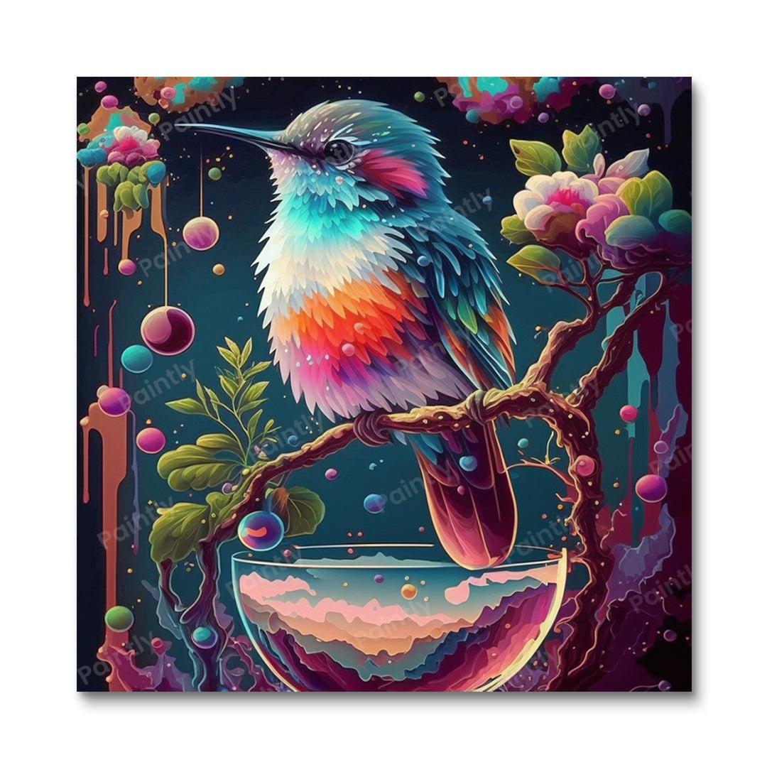 Hummingbird Fountain Oasis (diamantmaleri)