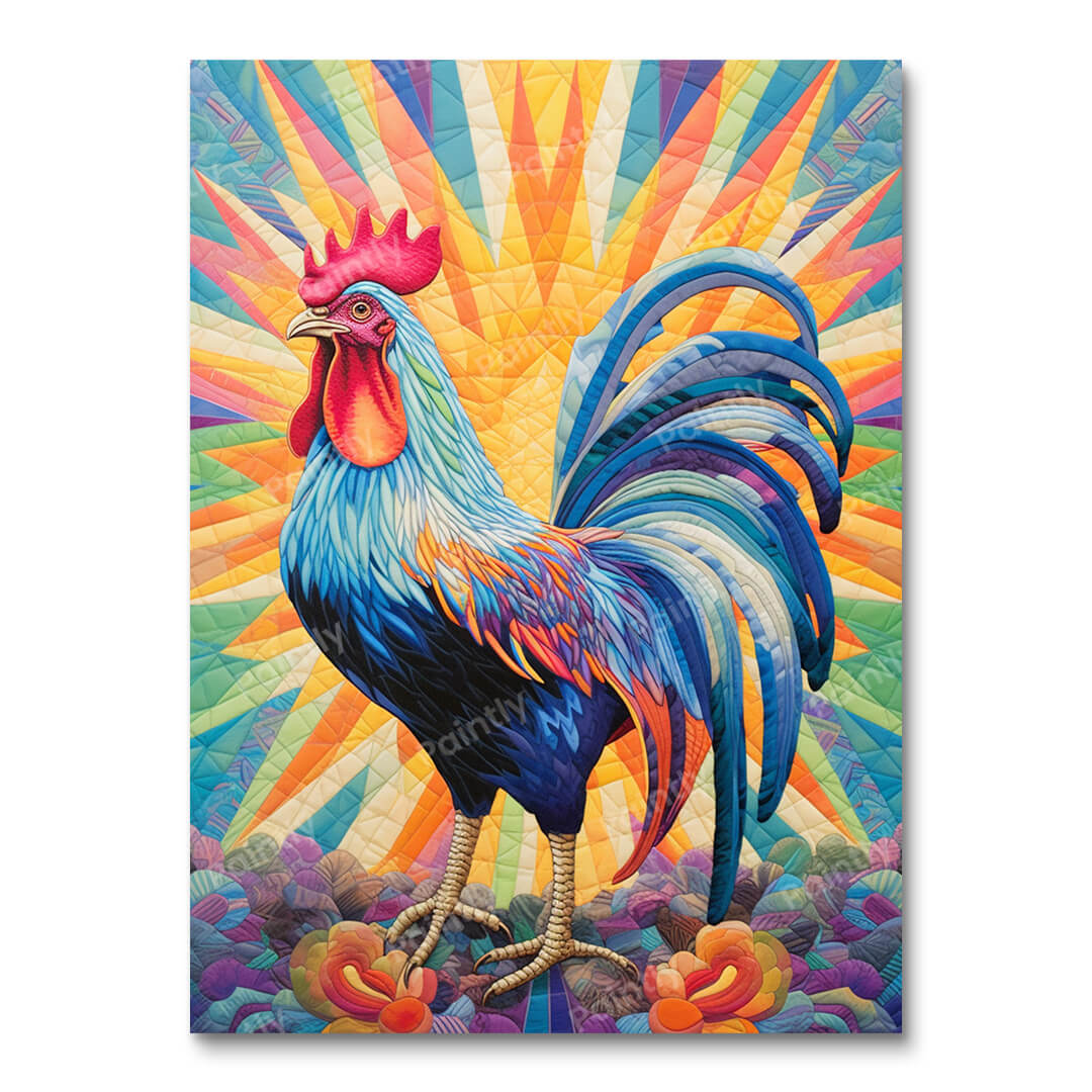 Rooster's Colorful Awakening (Wall Art)
