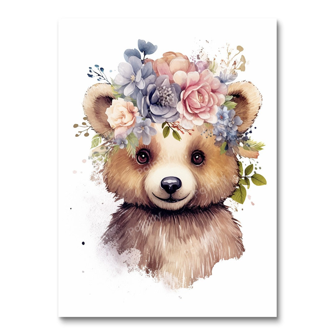 Floral Teddy Bliss (Diamond Painting)