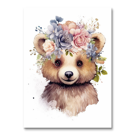 Floral Teddy Bliss (Wall Art)