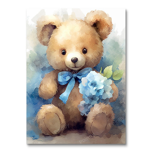 Floral Teddy Delight (Wall Art)