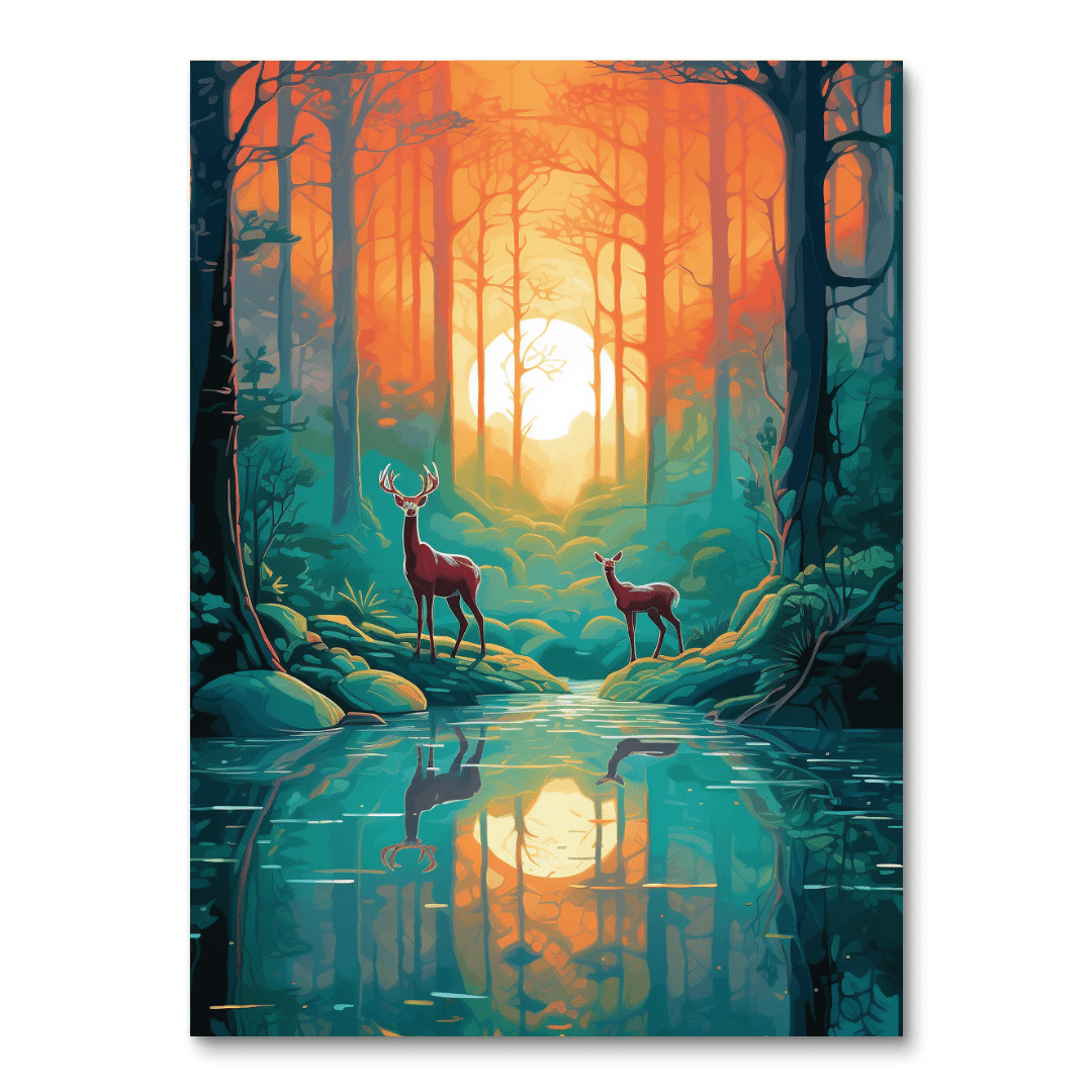 Deer in the Forest III (Diamond Painting)